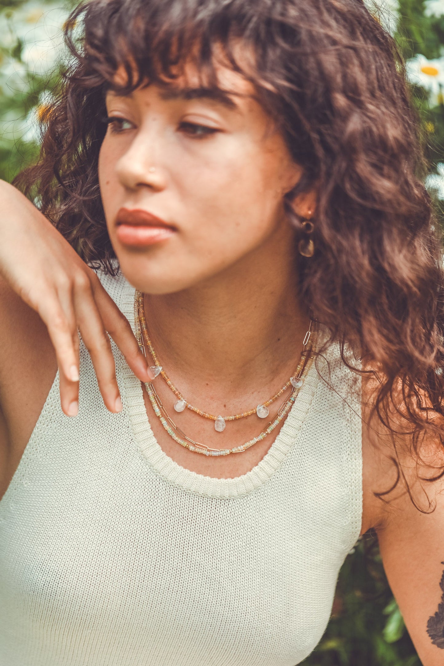 Fire Opal Moon Cycle Necklace