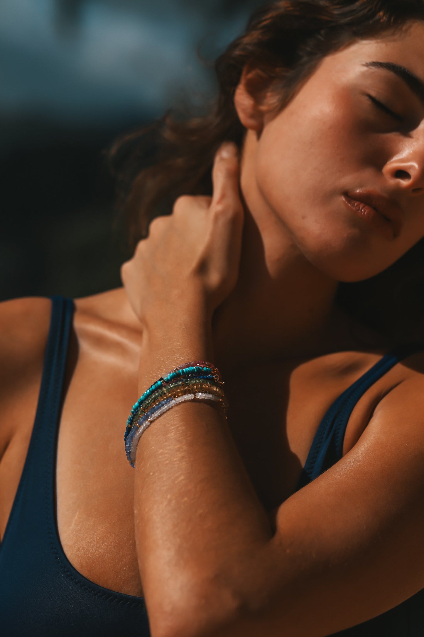 Ombre Aquamarine and Gold Bracelet