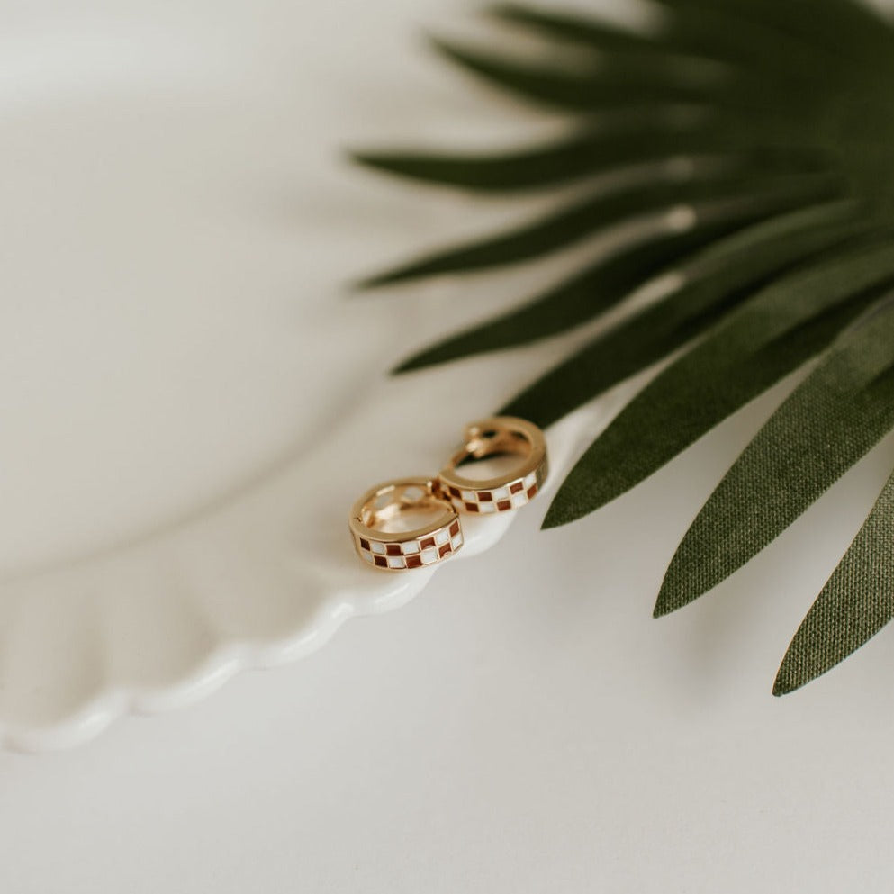 Brown & White Checkered Hoops