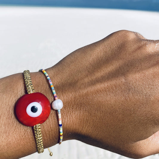 Red Ceramic Evil Eye Bracelet