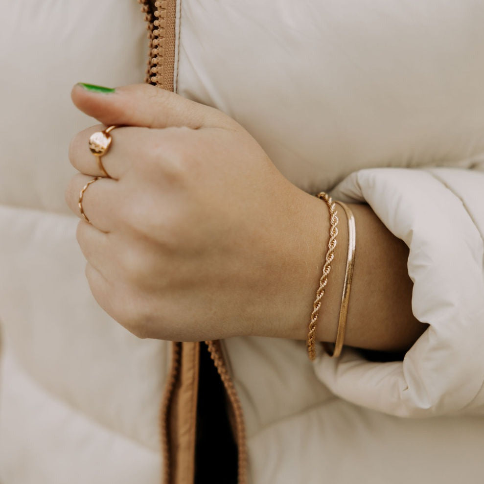 Jade Gold Filled Herringbone Bracelet