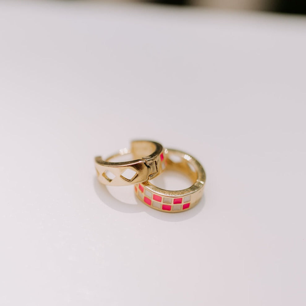 Pink & White Checkered Hoops