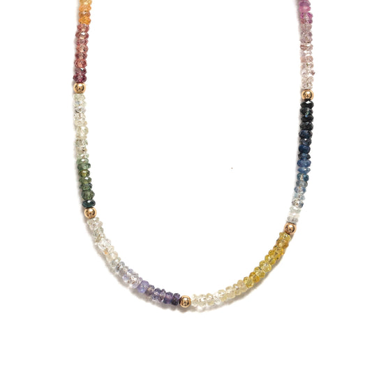 Rainbow Sapphire Moon Cycle Necklace