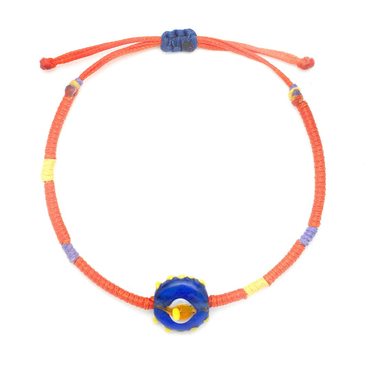 Salmon Murano Evil Eye Bracelet