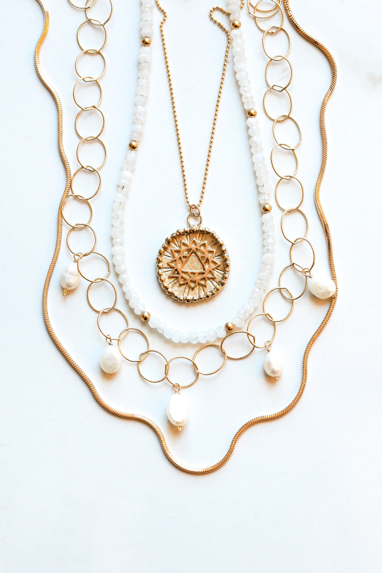 Moonstone Moon Cycle Necklace