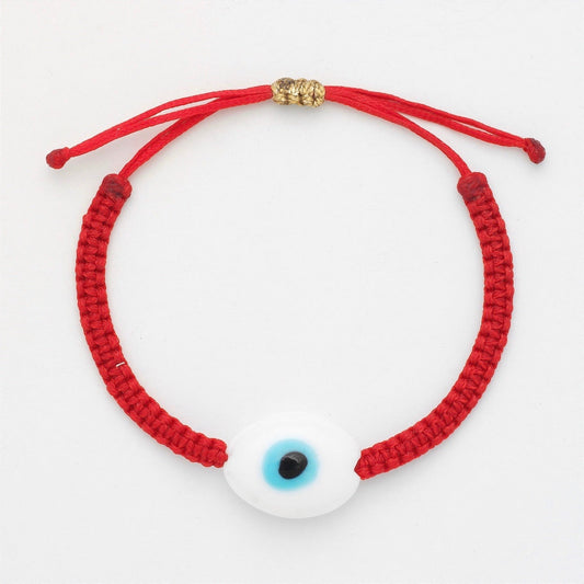 Oval White Ceramic Evil Eye Bracelet