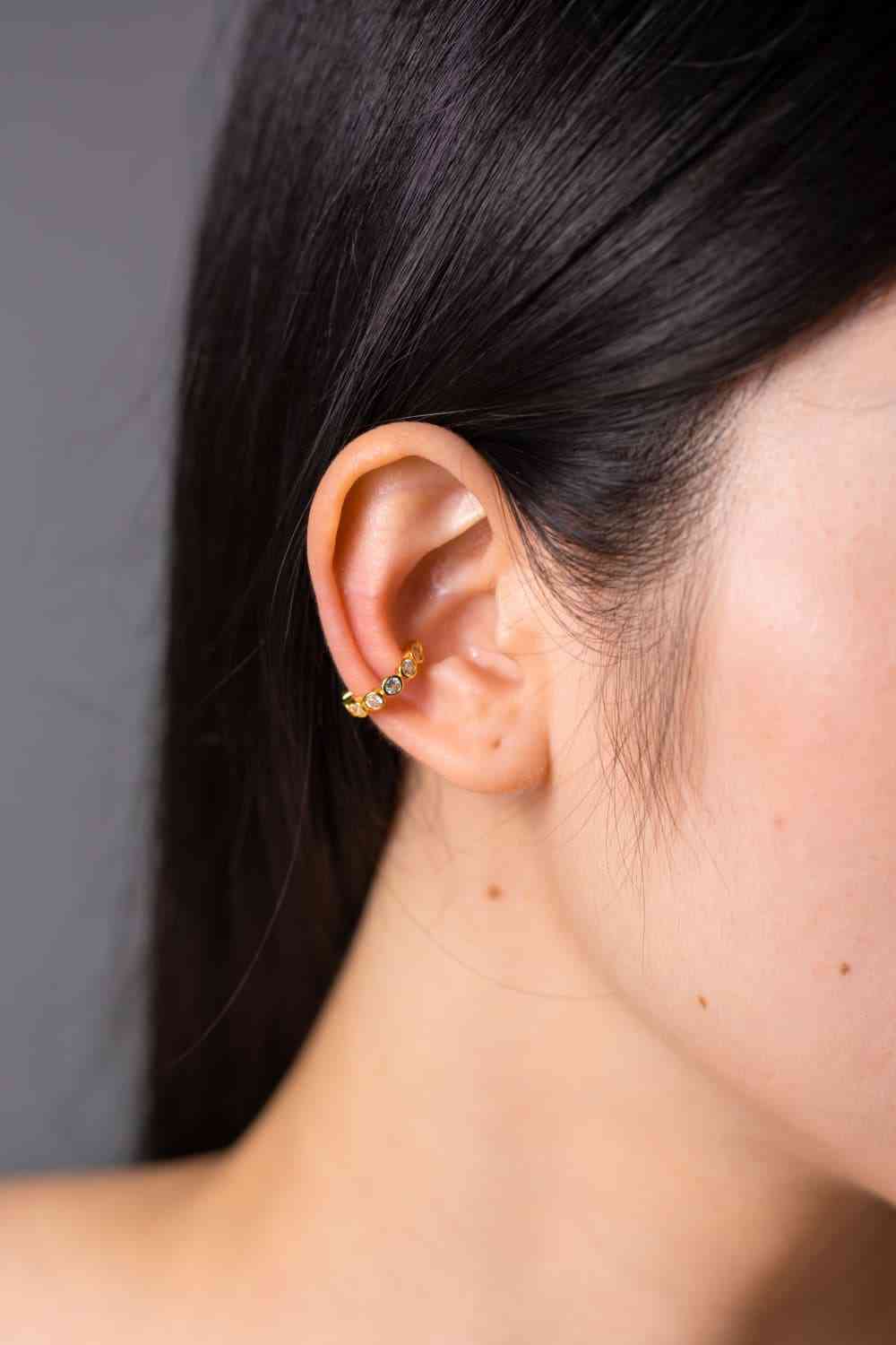 Modern ear cuff with 925 sterling silver base and high-quality zircon stones