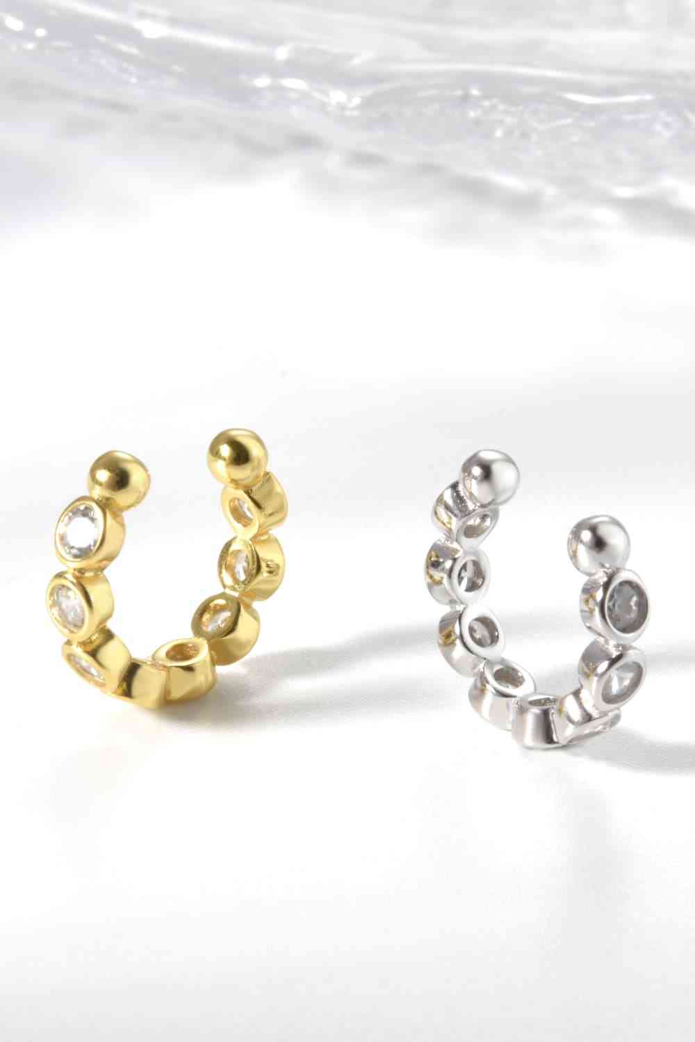 Modern ear cuff with 925 sterling silver base and high-quality zircon stones